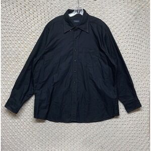 Proper Cloth Dress Shirt Mens XL 17 Black  Button Down Relaxed Fit‎ Long Slv